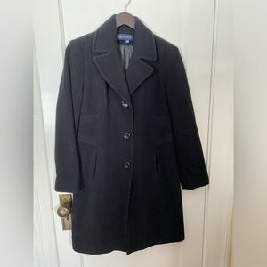 Anne Klein Black Wool Dress Coat Size Medium VGUC